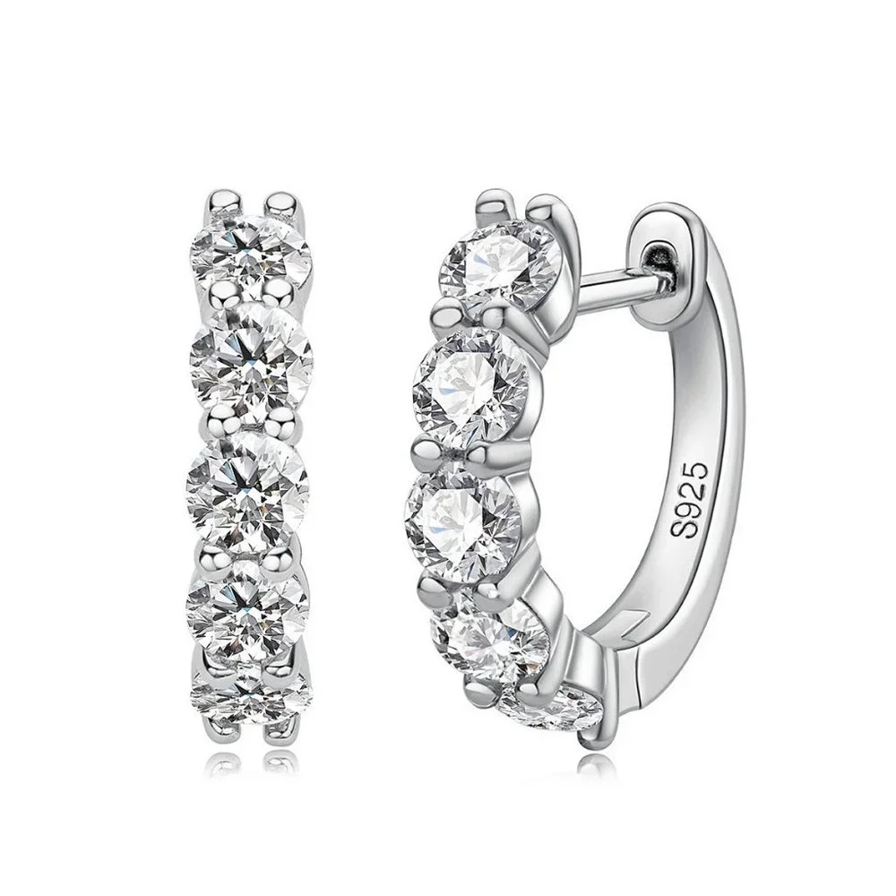 Certified 3ct. t.w. Moissanite Diamond 2cm Huggie Hoop Earrings NEW